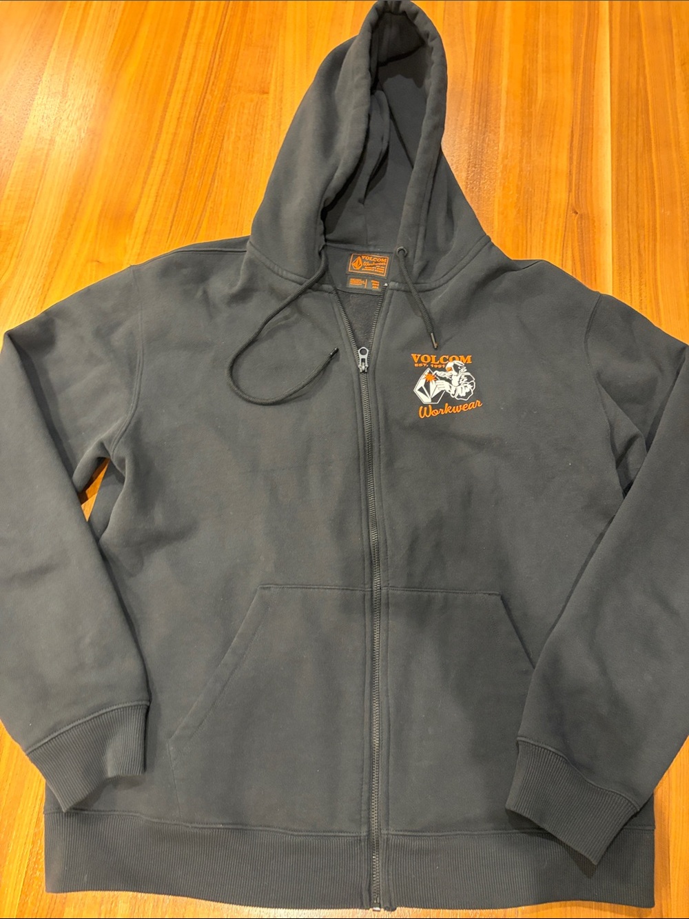 Volcom Black Full-Zip Hoodie with Chest Workwear Logo